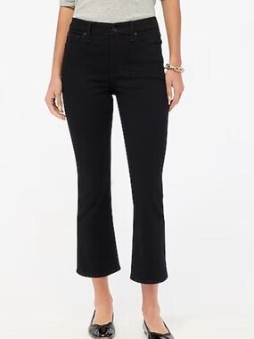 J. Crew Jeans Mid Rise Flare Crop Denim Solid Black Wash Cotton Blend Knit 29